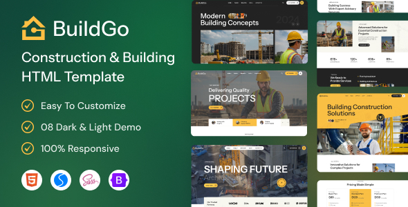 BuildGo – Construction & Building HTML Template – 0 Sold!