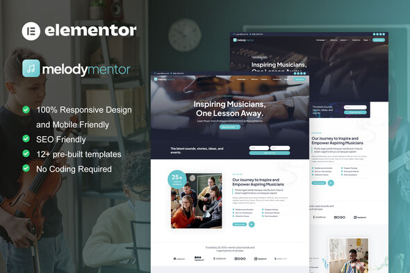 MelodyMentor - Music School & Courses Elementor Template Kit