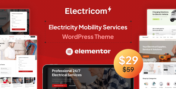 Electricom - Electricity Mobility Services WordPress theme