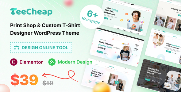 TeeCheap - Print Shop & Customize T-shirt Design Online WordPress theme