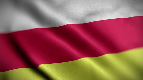 North Ossetia Flag Textured Waving Close Up Background HD