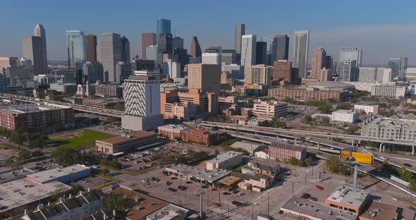 Aerial view of downtown Houston and surrounding area