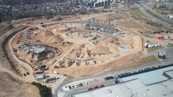 AERIAL: National Stadium in Vilnius Demolishion Phase in April