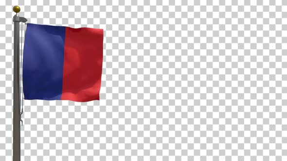 Paris City Flag (France) on Flagpole with Alpha Channel - 4K
