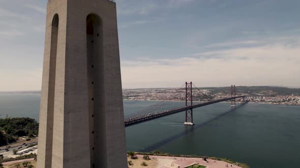 Magnificent Sanctuary of Christ the King, Santuario de Cristo Rei, overlooking Lisbon.