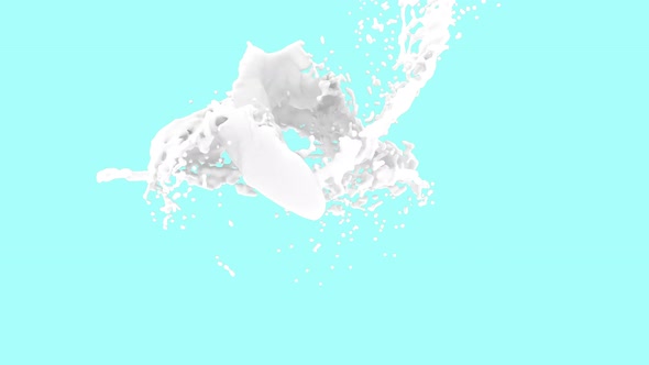 Milk Splash on Light Blue Background Liquid White Cream