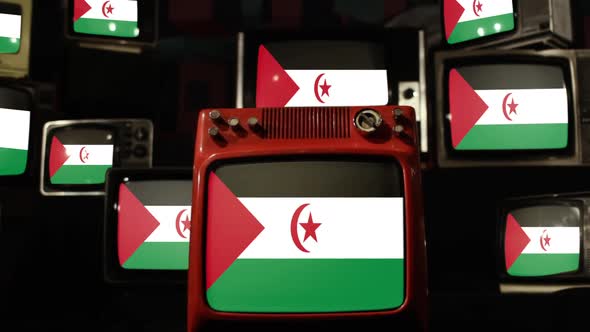 Sahrawi Arab Democratic Republic Flag and Retro TVs.