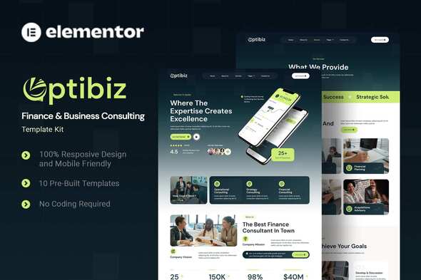 Optibiz – Finance & Business Consulting Elementor Template Kit – 0 Sold!