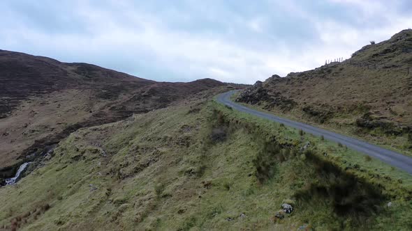 Aerial View of Granny's Pass Is Close To Glengesh Pass in Country Donegal, Ireland