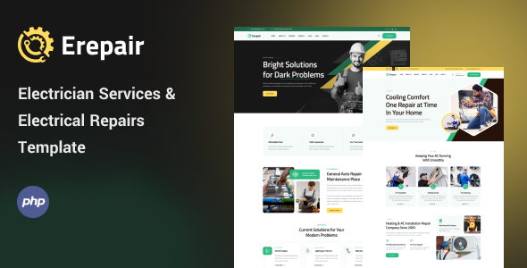 Erepair – Electrician Services & Electrical Repairs PHP Template – 0 Sold!