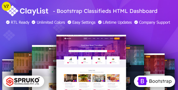 Claylist - Bootstrap Responsive Classifieds, Directory, Multipurpose Listing HTML Template