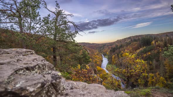 River flowinf through the valley of forests, beautiful autumn landscape of the Czech republic