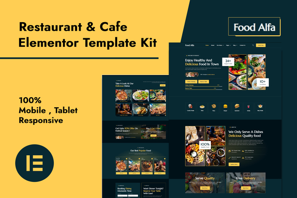 Food Alfa – Restaurant & Cafe Elementor Pro Template Kit – 0 Sold!