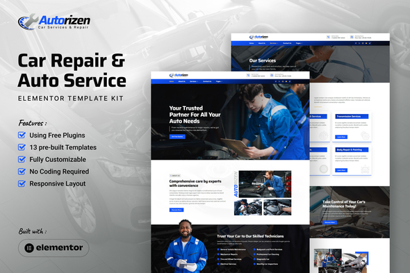 Autorizen – Car Repair & Auto Service Elementor Template Kit – 0 Sold!