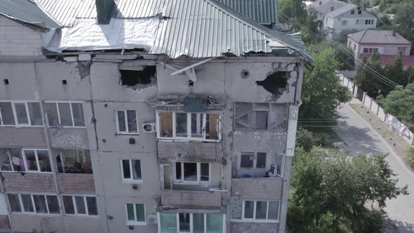 Ukraine Makariv  Abandoned Building During the War