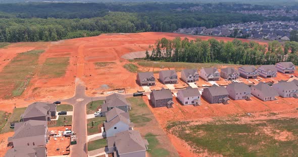 Unfinished Subdivision Housing Construction Site From an Aerial Perspective