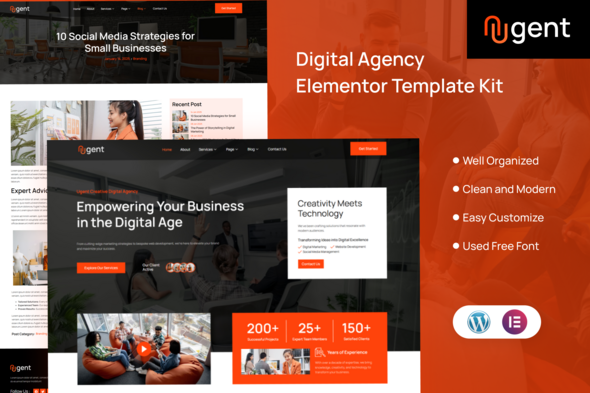 Ugent – Digital Agency Elementor Template Kit – 0 Sold!