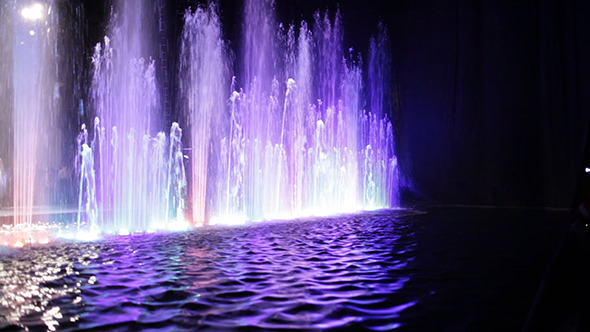Colorful Fountain And Water Surface