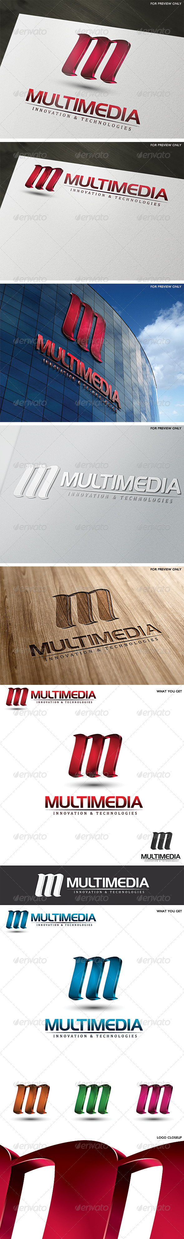 3D Multimedia Letter M Logo Template