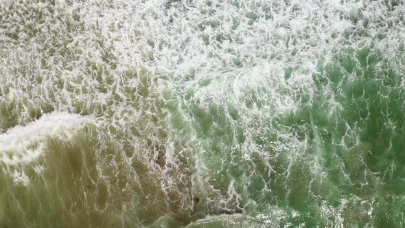 Sea Waves with Foam, Top View.