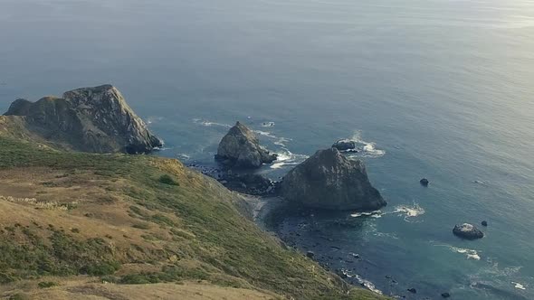 Beautiful coastline glowing in the setting sun.