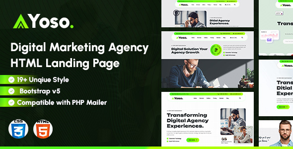 Yoso – Digital Marketing Agency HTML Landing Page – 0 Sold!