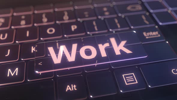 Futuristic Computer Keyboard and Transparent Work Key alt