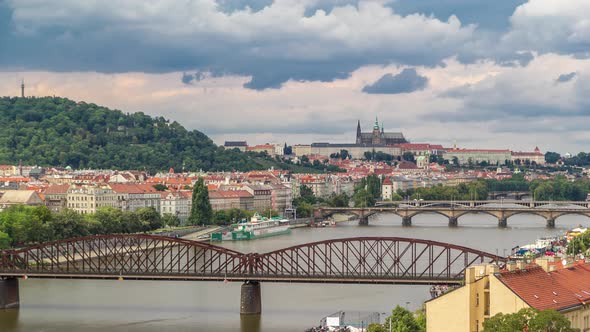 View of Prague Timelapse From the Observation Deck of Visegrad