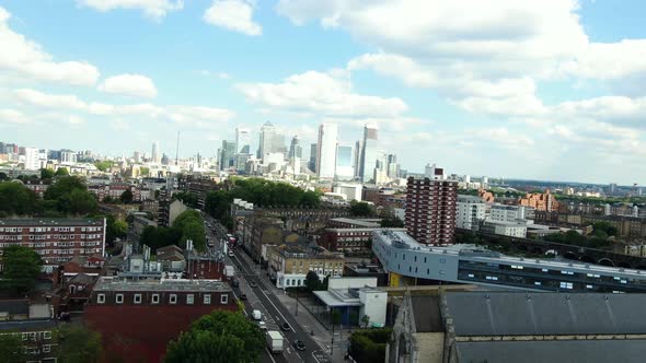 Drone shot of the City of London