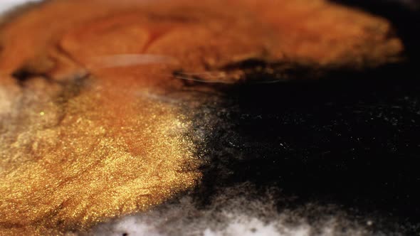 Color Ink Flow Sparkling Paint Wave Black Orange alt