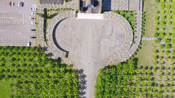 Basilica Catedral Nuestra Senora de la Altagracia or Our Lady of High Grace in Higuey. Aerial top do