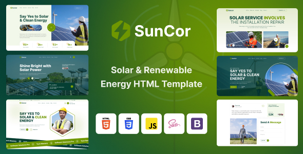 Suncor – Solar & Renewable Energy HTML Template – 0 Sold!