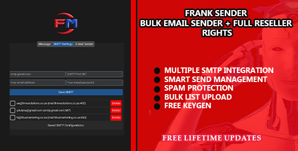 Frank Mail Bulk Email Sender Using Unlimited SMTP - [ Full Reseller Rights]