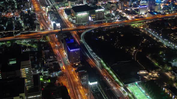 Osaka Traffic Night Cityscape Lights Timelapse