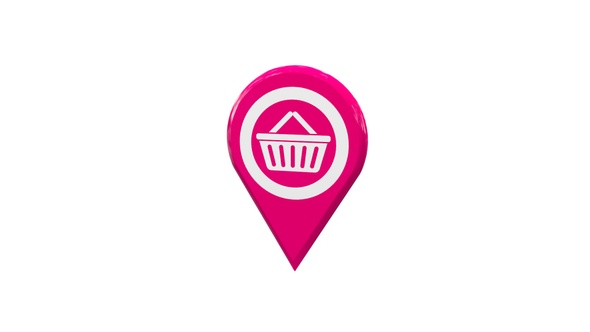 Store Shop Retail 3D Location Map Pin Pink V5