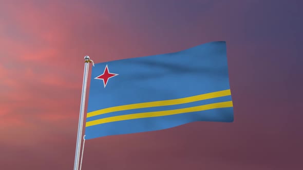 Flag Of Aruba Waving