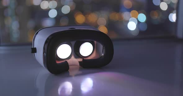 Virtual reality device at night