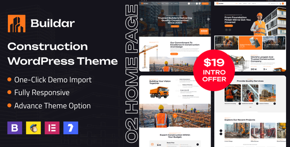 Buildar – Construction WordPress Theme – 0 Sold!