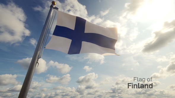 Finland Flag on a Flagpole