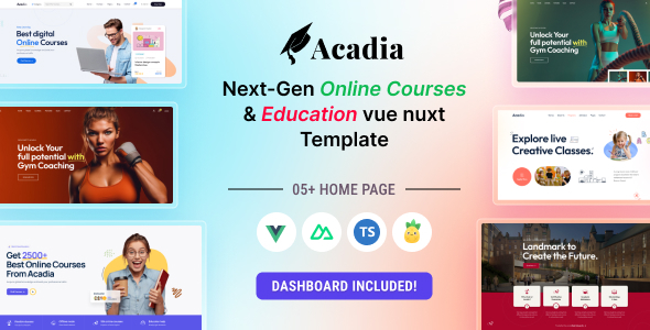 Acadia – University & Online Course Vue Nuxt 3 Template – 0 Sold!