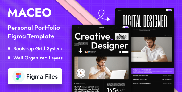 Maceo – Personal Portfolio Figma Template – 0 Sold!