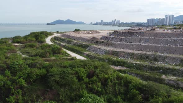 Aerial view garbage dump site