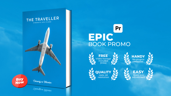 Epic 3D Book Mockup for Premiere Pro – Photoreal Book Promo Template, Up to 4K (No Plugins)
