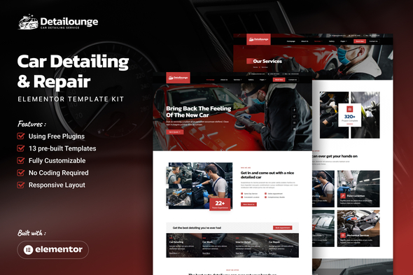 Detailounge - Car Detailing & Repair Service Elementor Template Kit