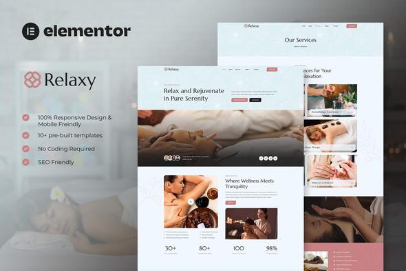 Relaxy – Spa & Wellness Elementor Template Kit – 0 Sold!