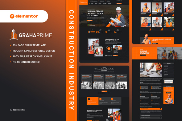 GrahaPrime – Construction Industry Elementor Template Kit – 0 Sold!