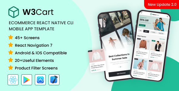 W3Cart | Ecommerce Mobile App React Native CLI Template