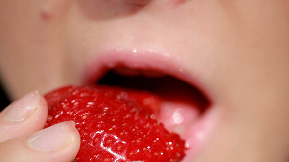 Beautiful Pink Lips With Strawberry