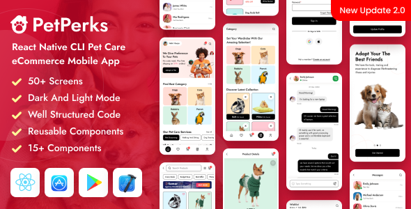 PetPerks - React Native CLI Pet Care eCommerce Mobile App Template