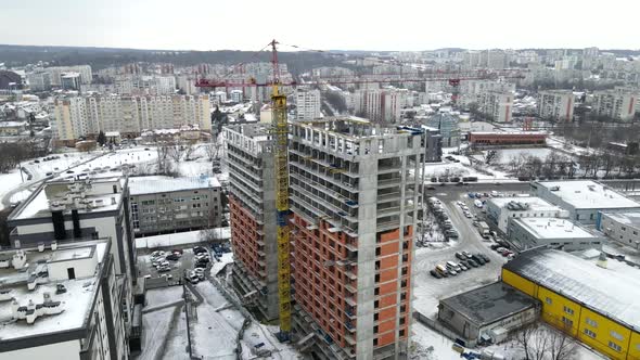 Apartment Building Construction Site Aerial View